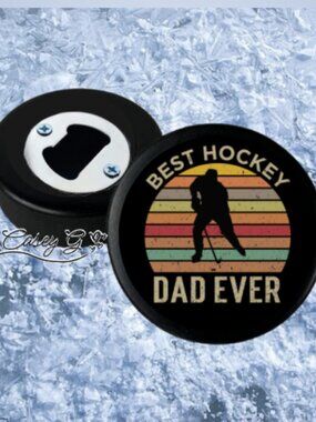 NEW*Father's Day*Hockey Puck Bottle Opener**Best Hockey Dad Ever